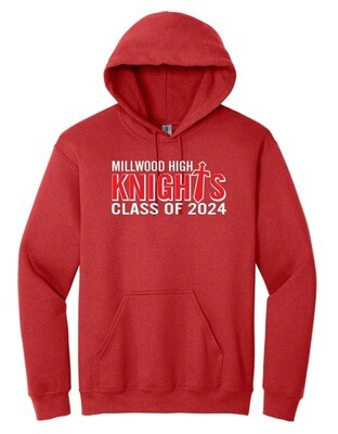 Millwood High - Red Millwood Knights Class of 2024 Hoodie (Full Chest)