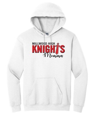 Millwood High - White Millwood Knights Momma Hoodie (Full Chest)