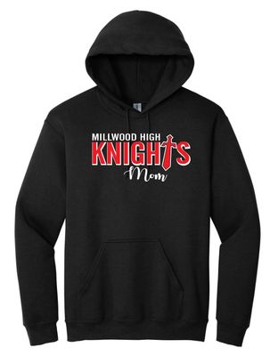 Millwood High - Black Millwood Knights Mom Hoodie (Full Chest)