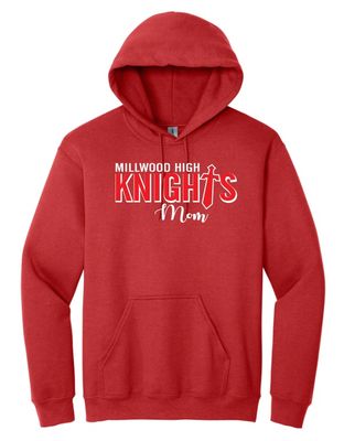 Millwood High - Red Millwood Knights Mom Hoodie (Full Chest)