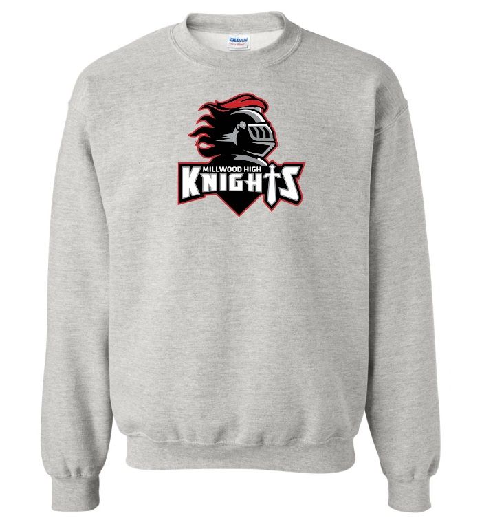 Millwood High - Sport Grey Millwood High Logo Crewneck Sweatshirt (Full Chest Logo)