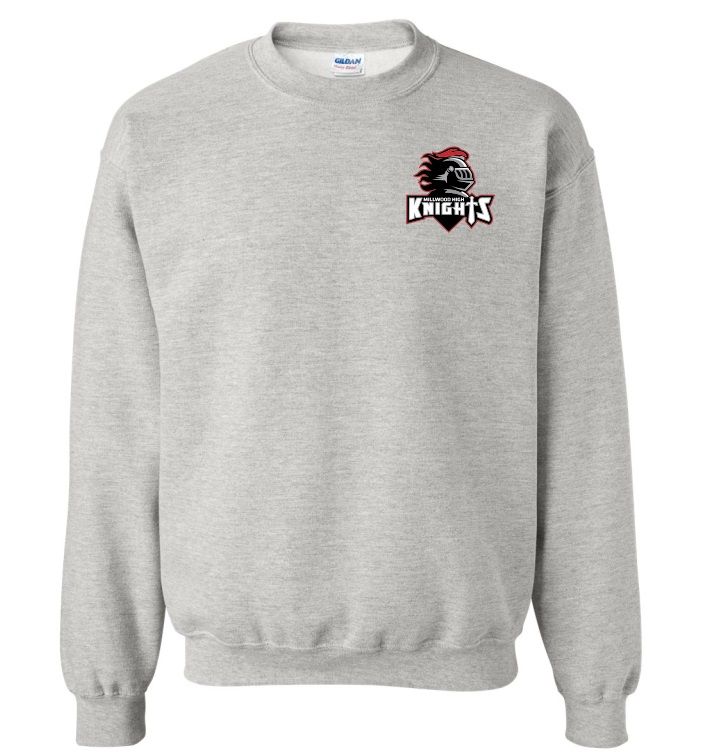 Millwood High - Sport Grey Millwood High Logo Crewneck Sweatshirt (Left Chest Logo)