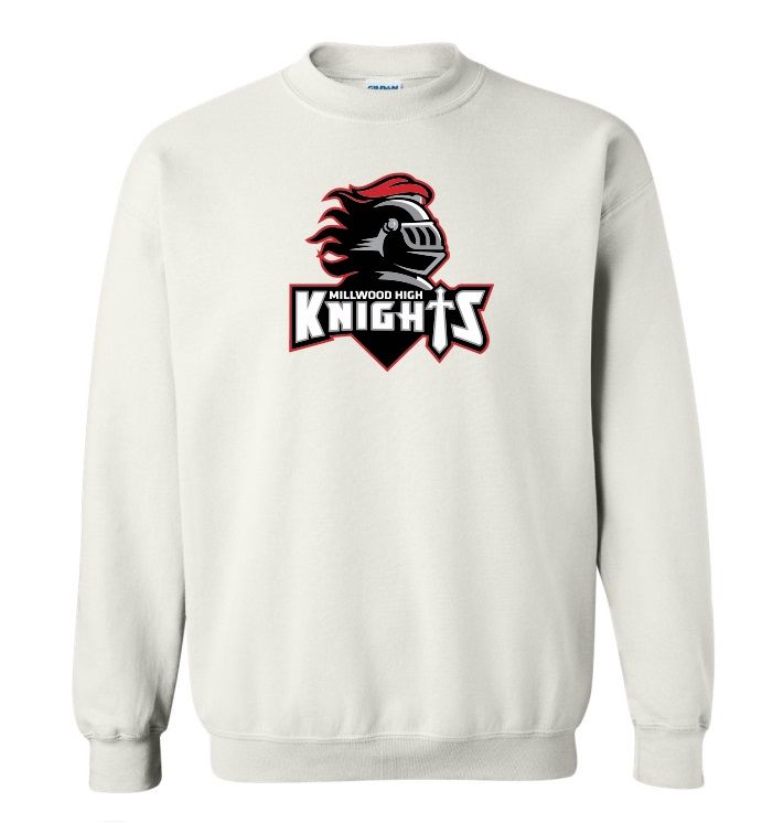 Millwood High - White Millwood High Logo Crewneck Sweatshirt (Full Chest Logo)