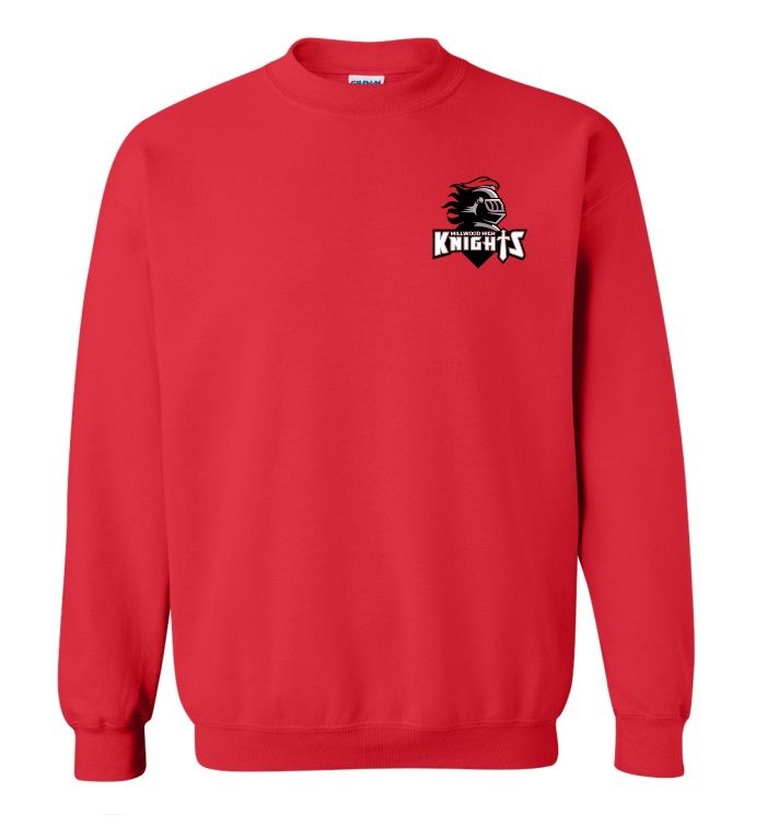 Millwood High - Red Millwood High Logo Crewneck Sweatshirt (Left Chest Logo)