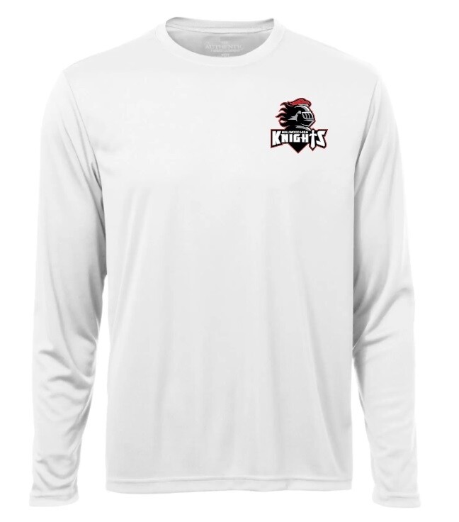 Millwood High - White Millwood High Logo Long Sleeve Moist Wick Shirt (Left Chest)