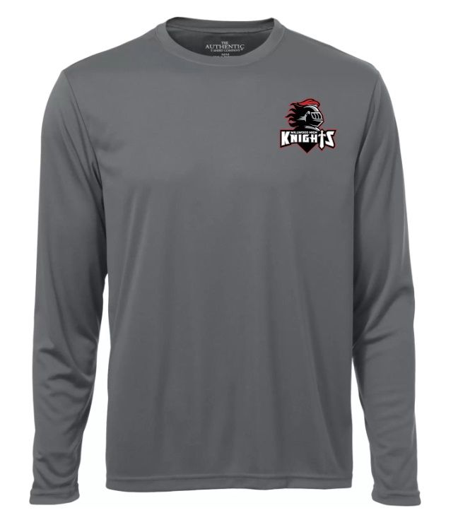 Millwood High - Coal Grey Millwood High Logo Long Sleeve Moist Wick Shirt (Left Chest)