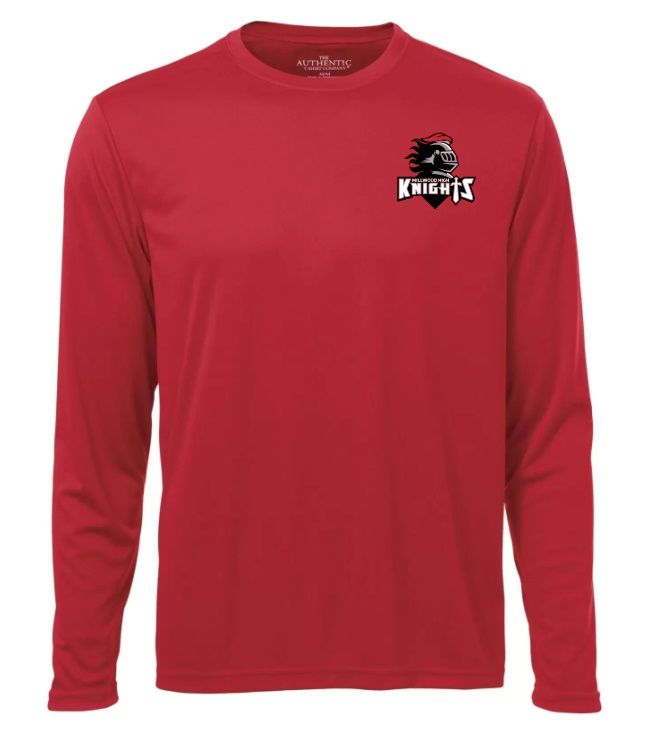 Millwood High - Red Millwood High Logo Long Sleeve Moist Wick Shirt (Left Chest)