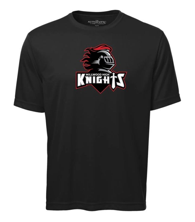 Millwood High - Black Millwood High Logo Short Sleeve Moist Wick (Full Chest)