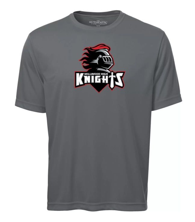 Millwood High - Coal Grey Millwood High Logo Short Sleeve Moist Wick (Full Chest)
