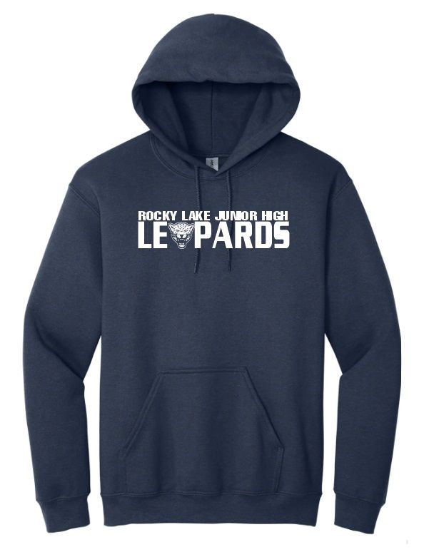 Rocky Lake Junior High -  Navy Leopards Hoodie (with Leopard Head)