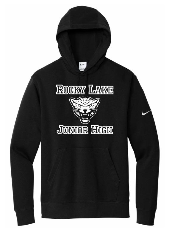 Rocky Lake Junior High - Black Rocky Lake Junior High Logo Nike Hoodie (Full Chest)