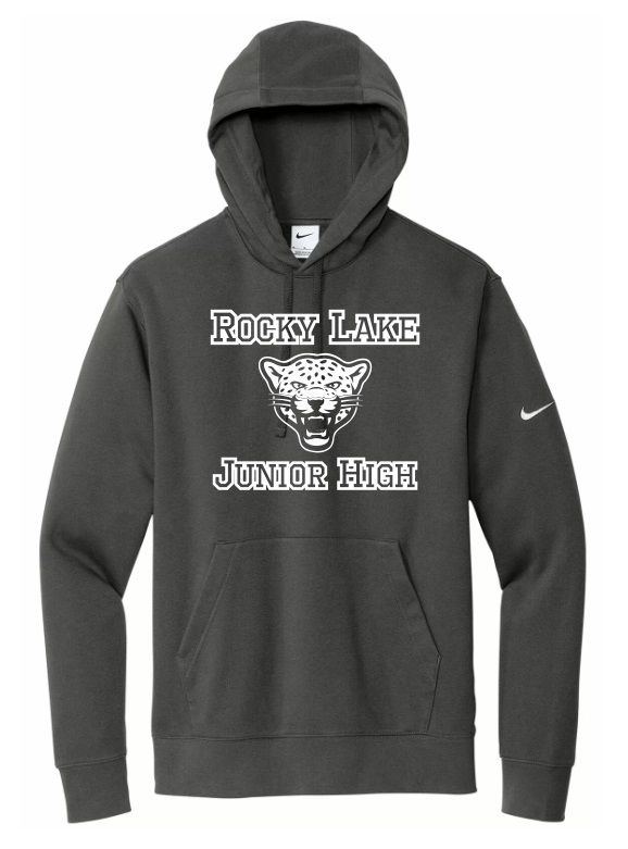 Rocky Lake Junior High - Anthracite Rocky Lake Junior High Logo Nike Hoodie (Full Chest)