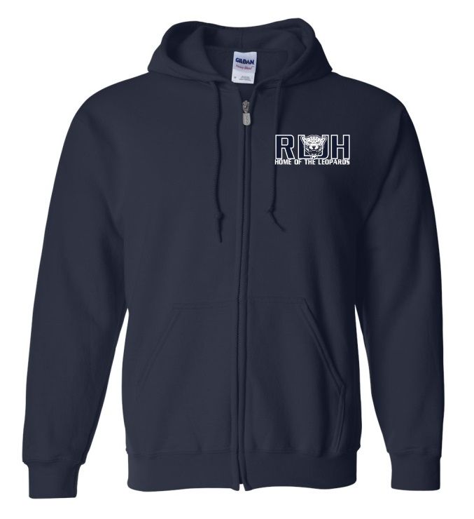 Rocky Lake Junior High  - Navy Home of the Leopards Zip Hoodie