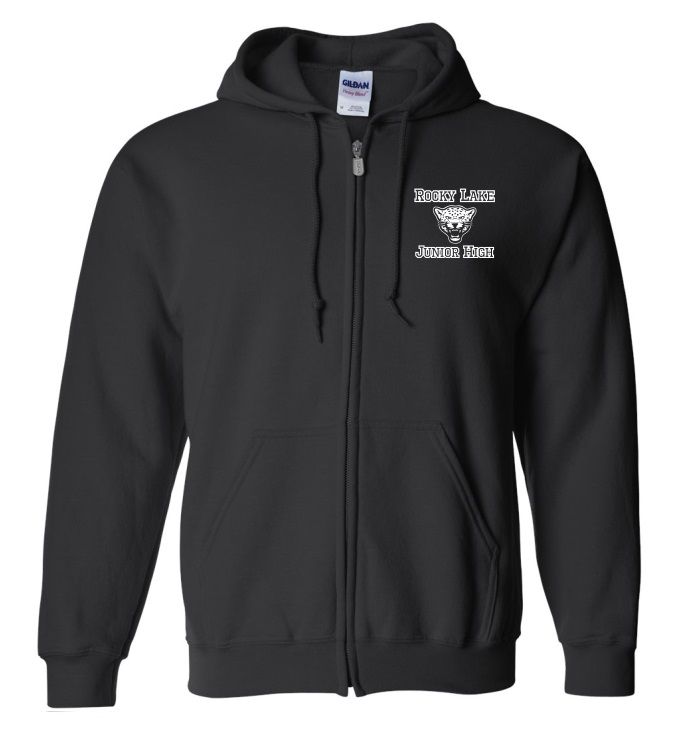 Rocky Lake Junior High  - Black Rocky Lake Junior High Logo Zip Hoodie