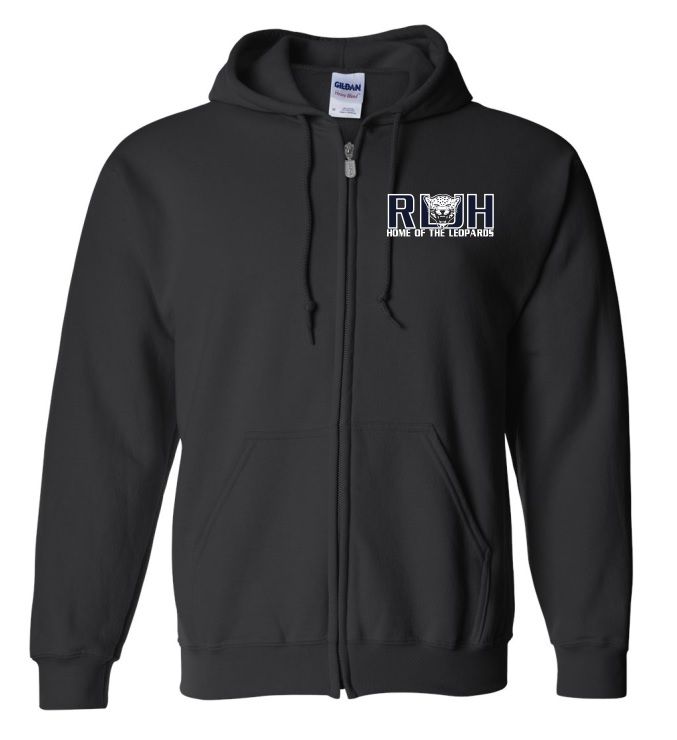 Rocky Lake Junior High  - Black Home of the Leopards Zip Hoodie