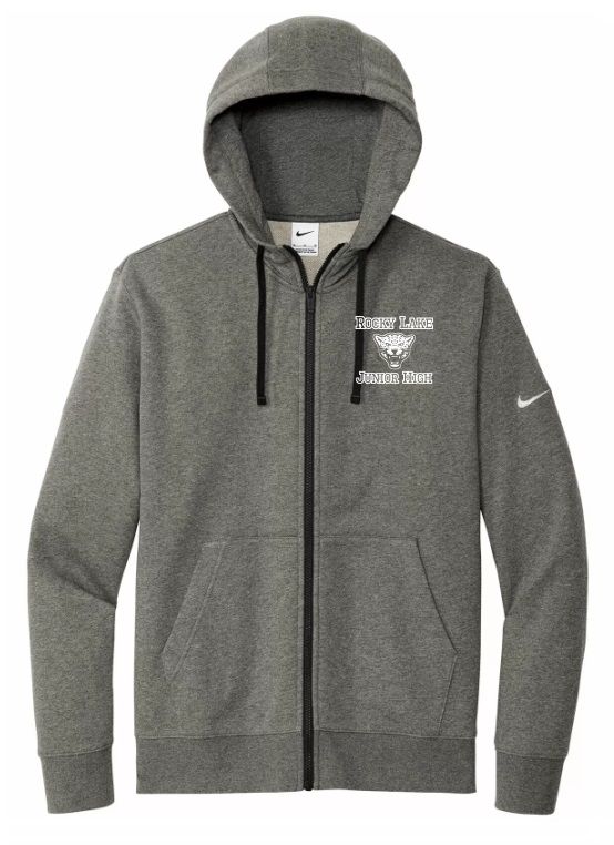 Rocky Lake Junior High - Anthracite Rocky Lake Junior High Logo Nike Zip Hoodie