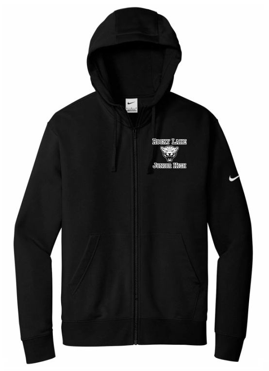 Rocky Lake Junior High - Black Rocky Lake Junior High Logo Nike Zip Hoodie