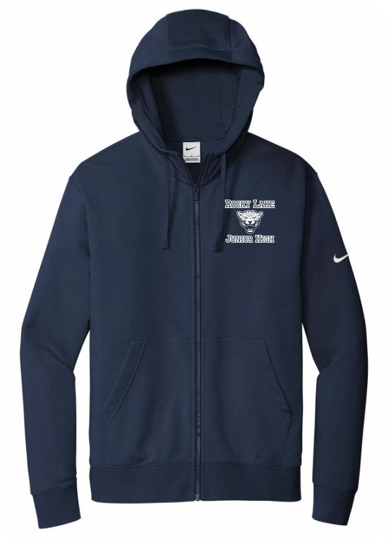 Rocky Lake Junior High - Navy Rocky Lake Junior High Logo Nike Zip Hoodie