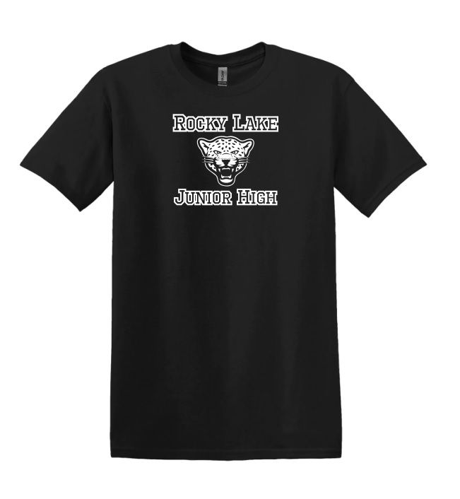 Rocky Lake Junior High - Black Rocky Lake Junior High Logo T-Shirt (Full Chest)