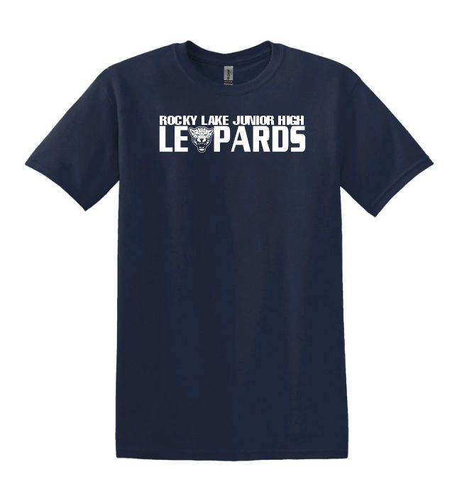 Rocky Lake Junior High - Navy Leopards T-Shirt (with Leopard Head)