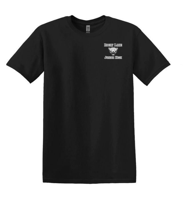 Rocky Lake Junior High - Black Rocky Lake Junior High Logo T-Shirt (Left Chest)