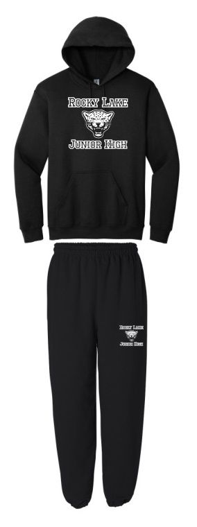 Rocky Lake Junior High - Black Rocky Lake Junior High Logo Sweatsuit (Hoodie &amp; Sweatpants)