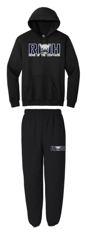 Rocky Lake Junior High - Black Home of the Leopards Sweatsuit (Hoodie &amp; Sweatpants)