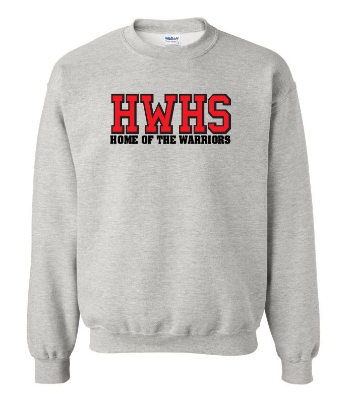 Halifax West High School - Sport Grey HWHS Home of the Warriors Crewneck Sweatshirt