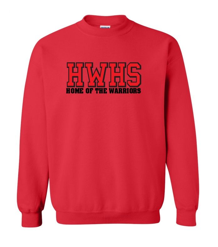 Halifax West High School - Red HWHS Home of the Warriors Crewneck Sweatshirt