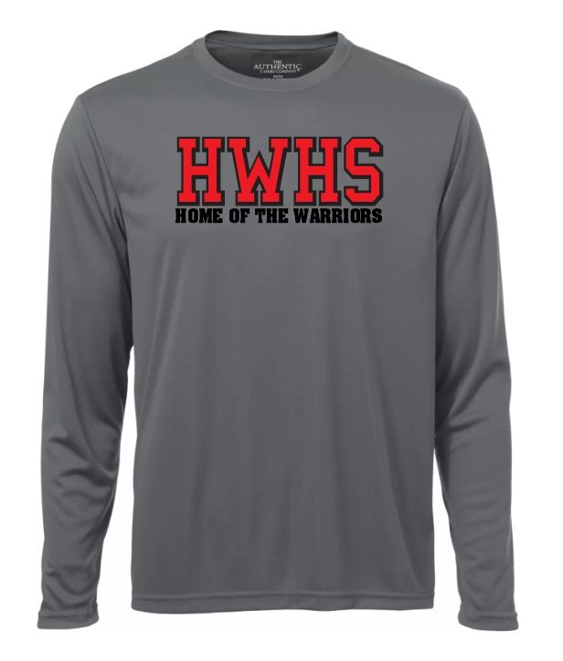 Halifax West High School - Coal Grey HWHS Home of the Warriors Long Sleeve Moist Wick Shirt