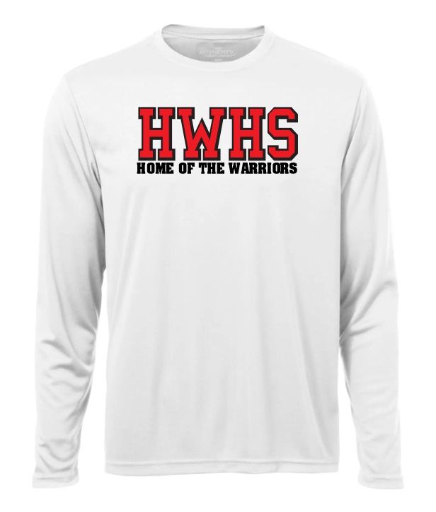 Halifax West High School - White HWHS Home of the Warriors Long Sleeve Moist Wick Shirt