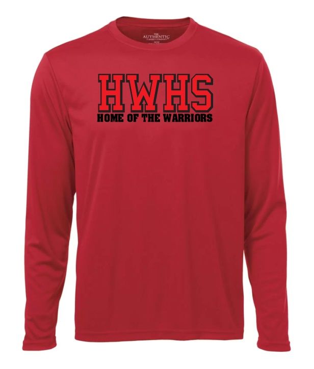 Halifax West High School - Red HWHS Home of the Warriors Long Sleeve Moist Wick Shirt