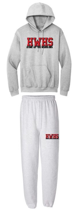 Halifax West High School - Sport Grey HWHS Home of the Warriors Sweatsuit (Hoodie &amp; Sweatpants)