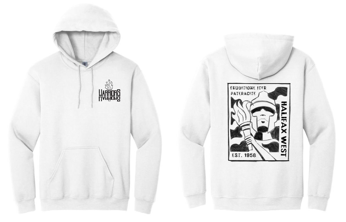 Halifax West High School - White Warriors Hoodie (Designed by Anna Hubbard)