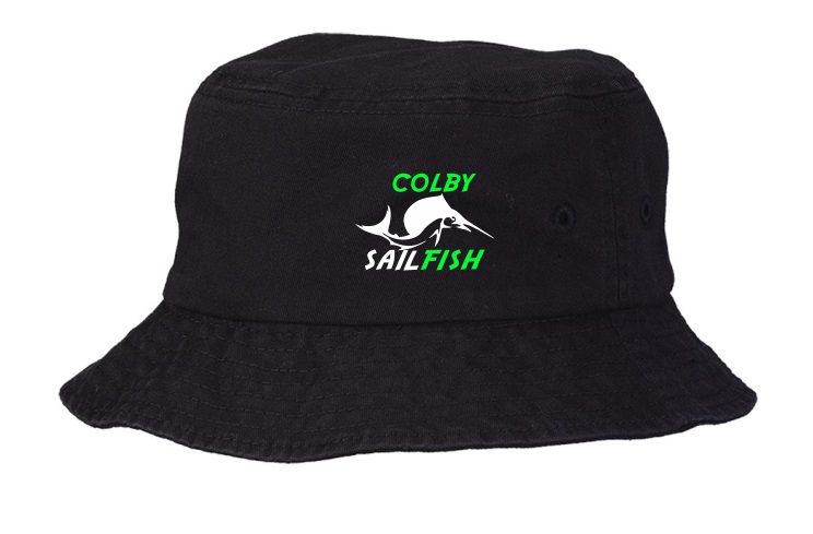 Colby Sailfish - Black Bucket Hat with Green/White Colby Sailfish Logo