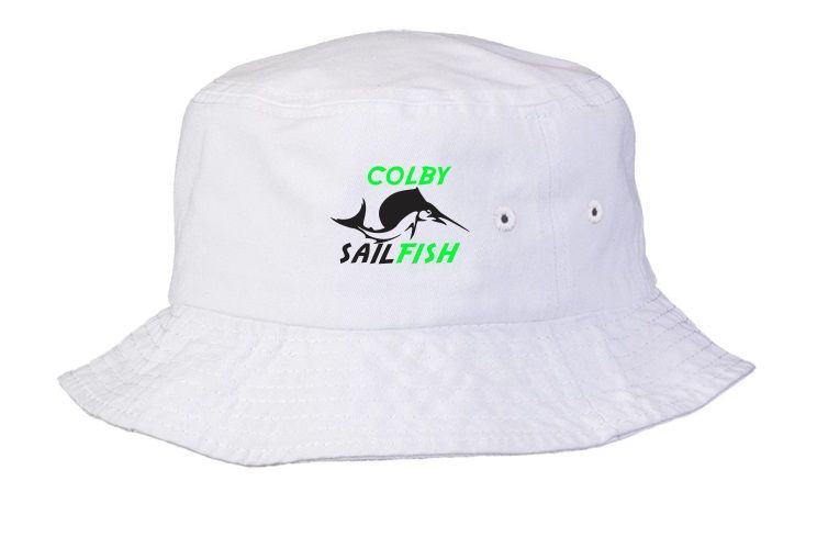 Colby Sailfish - White Bucket Hat with Green/Black Colby Sailfish Logo