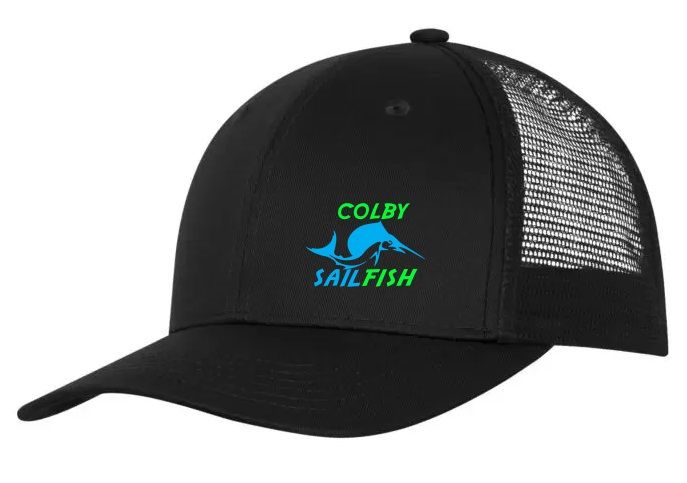 Colby Sailfish - Black Trucker Cap with Green/Blue Colby Sailfish Logo