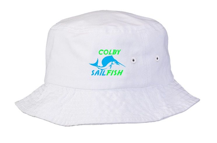 Colby Sailfish - White Bucket Hat with Green/Blue Colby Sailfish Logo