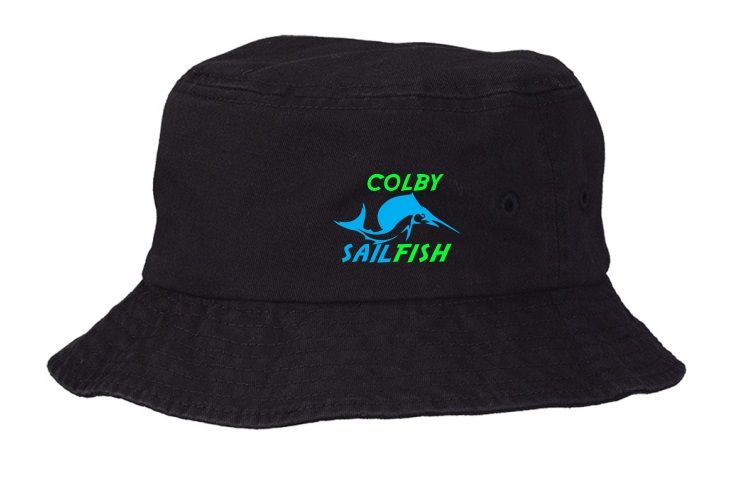 Colby Sailfish - Black Bucket Hat with Green/Blue Colby Sailfish Logo