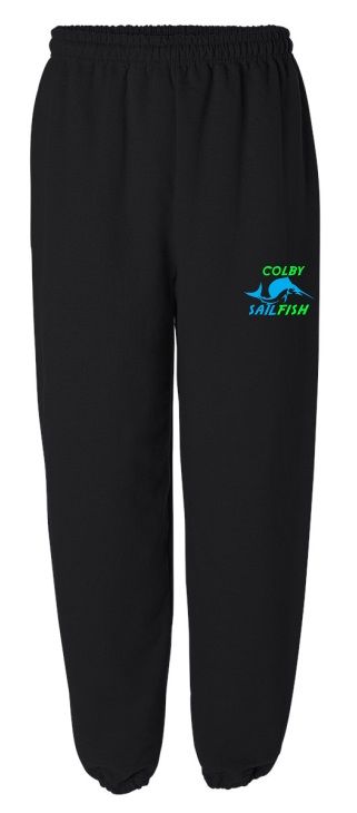 Colby Sailfish - Black Sweatpants with Green/Blue Colby Sailfish Logo