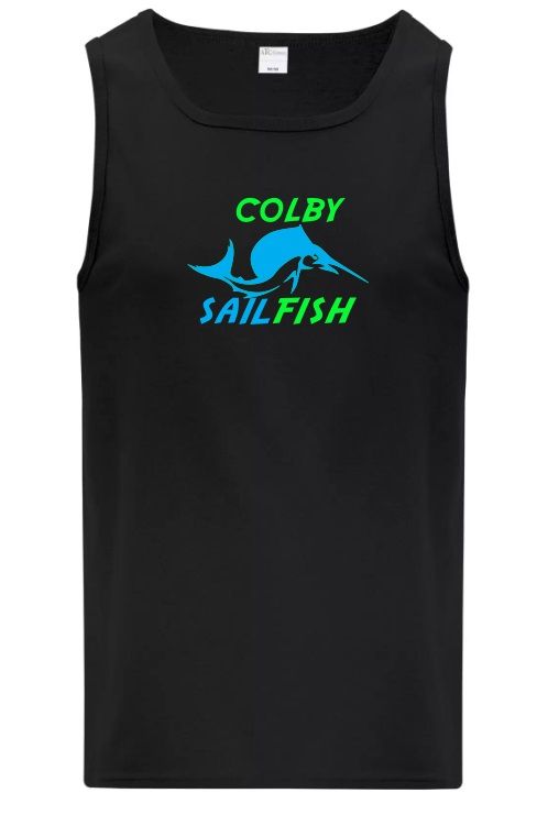 Colby Sailfish - Black Tank with Green/Blue Colby Sailfish Logo (Full Chest)