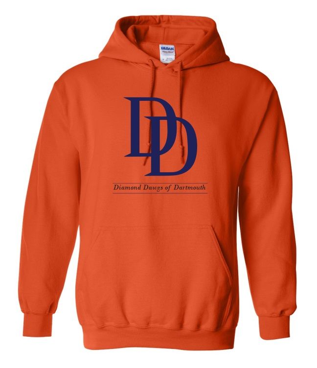 Dartmouth Diamond Dawgs - Orange Hoodie (Full Chest)