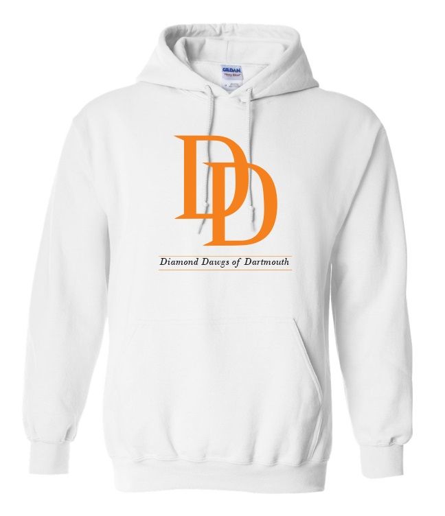 Dartmouth Diamond Dawgs - White Hoodie (Full Chest)
