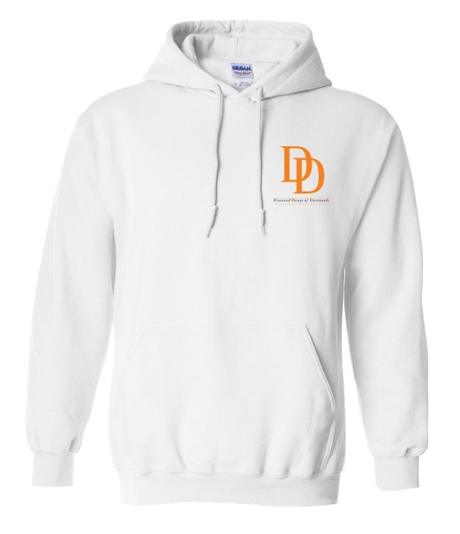 Dartmouth Diamond Dawgs - White Hoodie (Left Chest)