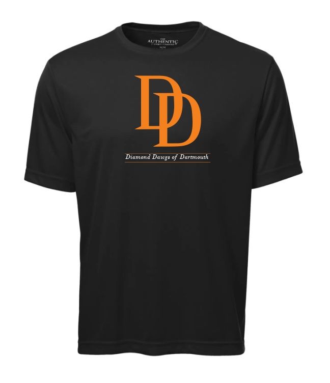 Dartmouth Diamond Dawgs - Black Short Sleeve Moist Wick Shirt (Full Chest)