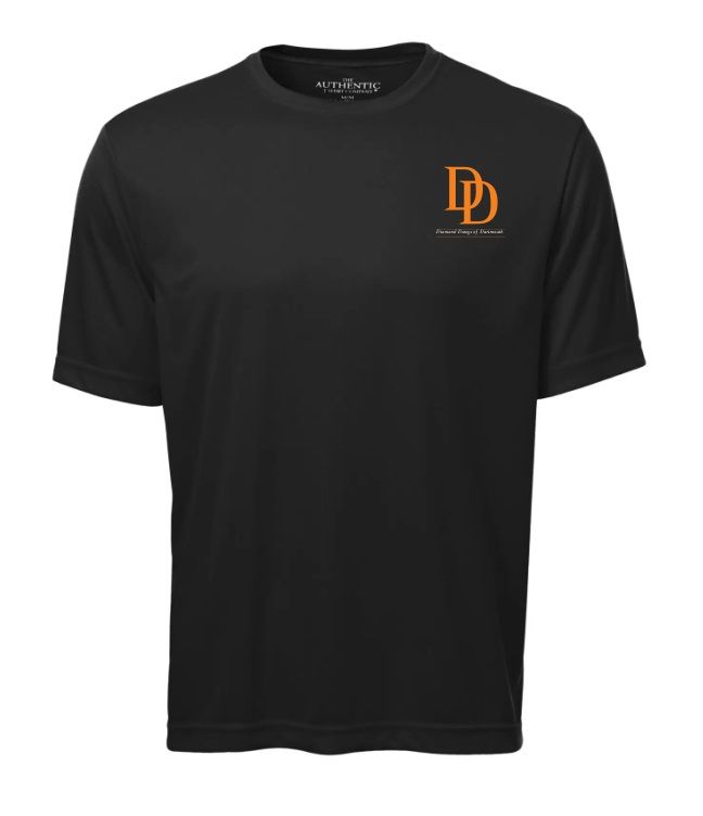 Dartmouth Diamond Dawgs - Black Short Sleeve Moist Wick Shirt (Left Chest)