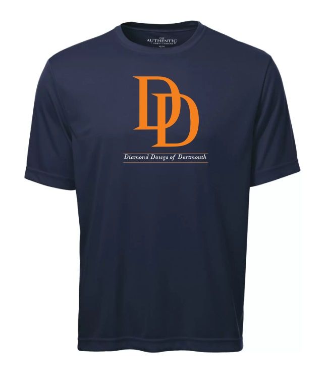 Dartmouth Diamond Dawgs - Navy Short Sleeve Moist Wick Shirt (Full Chest)
