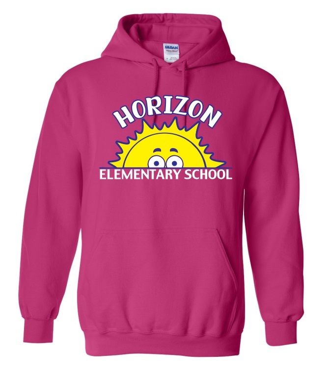 Horizon Elementary School - Heliconia Pink Horizon Sun Hoodie (Full Chest)