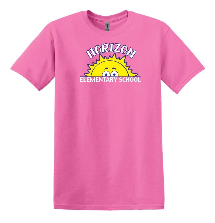 Horizon Elementary School - Azalea Pink Horizon Sun T-Shirt (Full Chest)