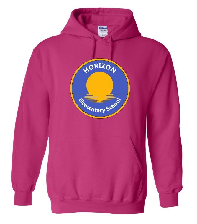 Horizon Elementary School - Heliconia Pink Horizon Logo Hoodie (Full Chest)